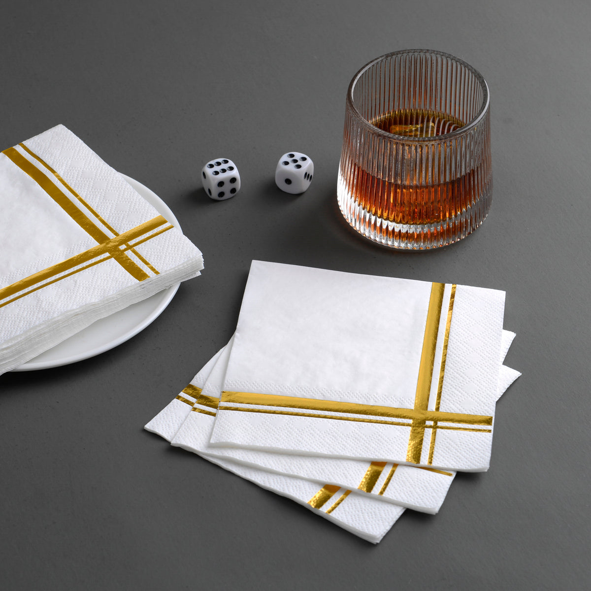 White And Gold Cocktail Napkins-3 Ply 5x5 Inches Disposable Gold Napki –  HERBAL LIVING