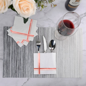 Fanxyware Rose Gold on White Cocktail Napkins - 100 Pack, 5" x 5", 3-Ply Paper - Style Name: Blissful Crossing