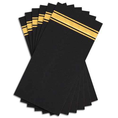 Fanxyware Gold Foil on Black Disposable Dinner Napkins - 50 Pack, 8