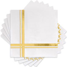 Load image into Gallery viewer, Gold on White Disposable Cocktail Napkins, 100 Pack