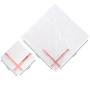 Fanxyware Rose Gold on White Cocktail Napkins - 100 Pack, 5" x 5", 3-Ply Paper - Style Name: Blissful Crossing