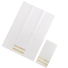 Load image into Gallery viewer, Fanxyware Gold Foil on White Disposable Dinner Napkins - 50 Pack, 8&quot; x 4&quot;, Soft Fluff Pulp - Airlaid Paper - Style Name: Parallel Shine