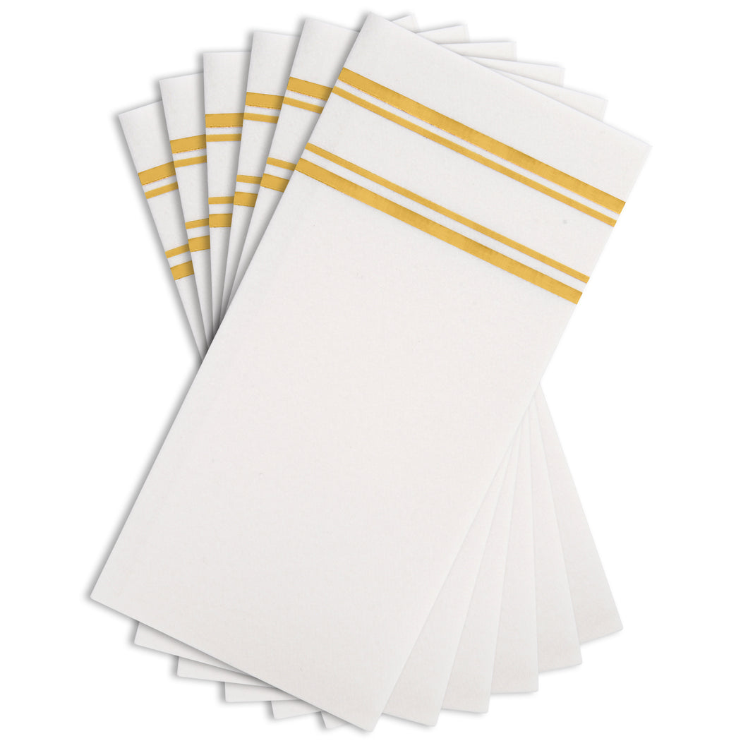 Fanxyware Gold Foil on White Disposable Dinner Napkins - 50 Pack, 8