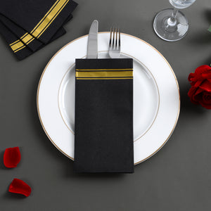 Fanxyware Gold Foil on Black Disposable Dinner Napkins - 50 Pack, 8" x 4", Soft Fluff Pulp - Airlaid Paper - Style Name: Bold Bliss