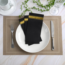 Load image into Gallery viewer, Fanxyware Gold Foil on Black Disposable Dinner Napkins - 50 Pack, 8&quot; x 4&quot;, Soft Fluff Pulp - Airlaid Paper - Style Name: Bold Bliss