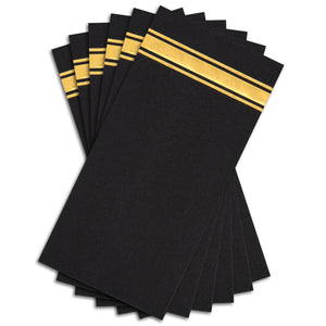 Fanxyware Gold Foil on Black Disposable Dinner Napkins - 50 Pack, 8" x 4", Soft Fluff Pulp - Airlaid Paper - Style Name: Bold Bliss