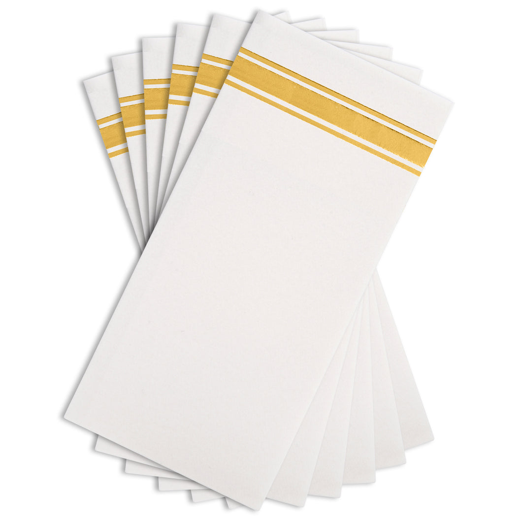 Fanxyware Gold Foil on White Disposable Dinner Napkins - 50 Pack, 8