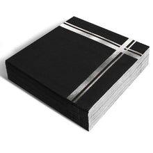 Load image into Gallery viewer, Silver Foil on Black Cocktail Napkins, 100 Pack