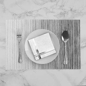 Silver on White Cocktail Napkins, 100 Pack