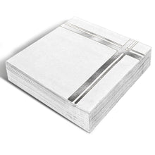 Load image into Gallery viewer, Silver on White Cocktail Napkins, 100 Pack