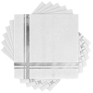 Gold on White Disposable Cocktail Napkins, 100 Pack